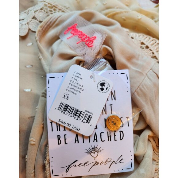 Free People Bali Keely Embroidered Dots Lace Chiffon BoHo Maxi Dress Sz XS - NWT - Picture 8 of 11